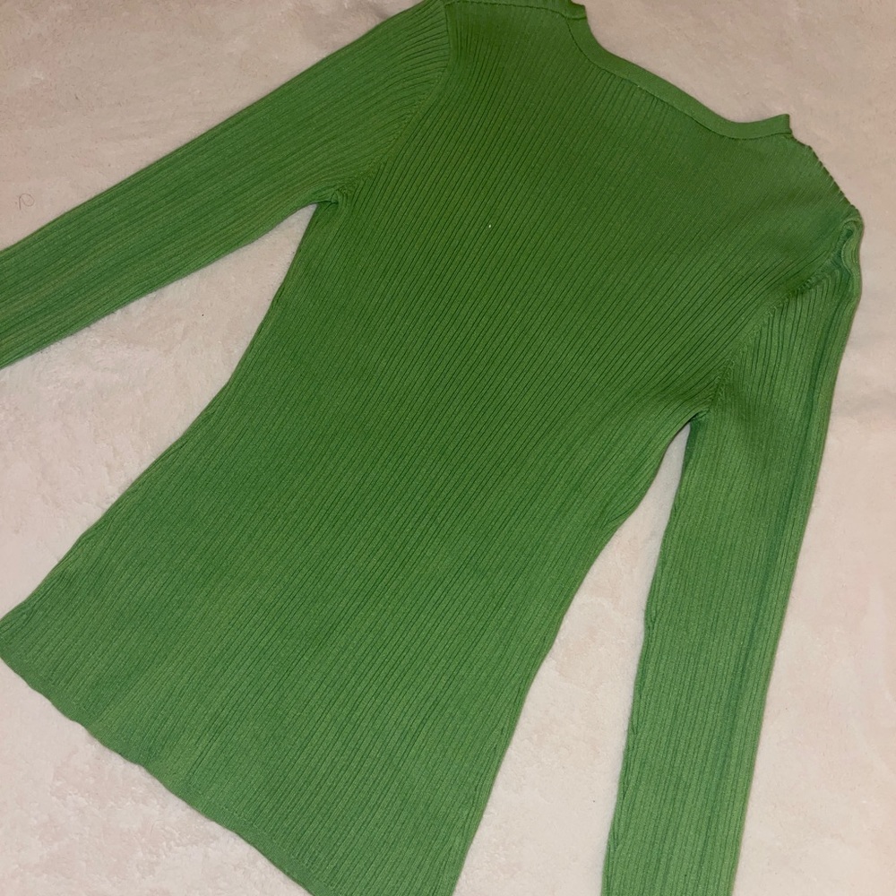 Knitted Ribbed Asymmetric Cardigan in Bright Green - Picture 6 of 6